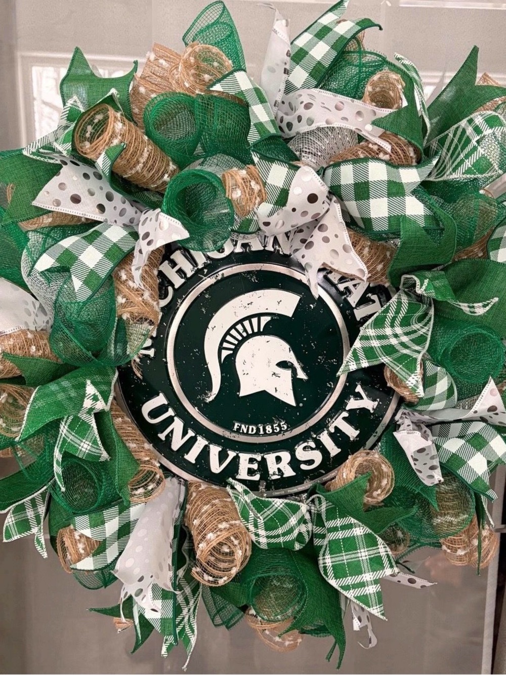 NEW Michigan State Wreath Spartans White Green Football